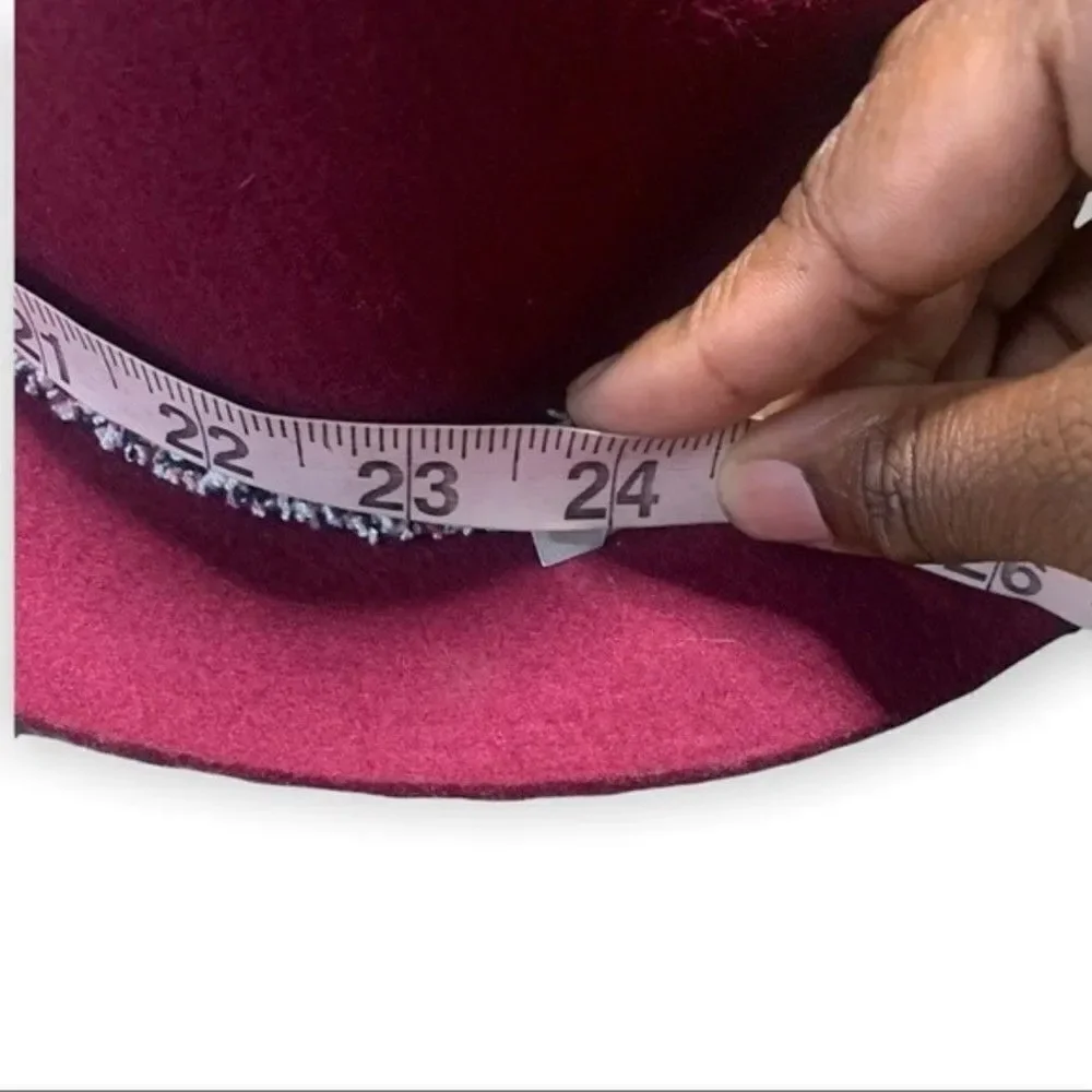 Burgundy Wool Fedora Hat Women's Tweed Band Hipster Autumn Western Boho
